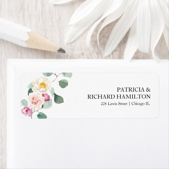 Eucalyptus Floral Wedding Return Address Label (Insitu)
