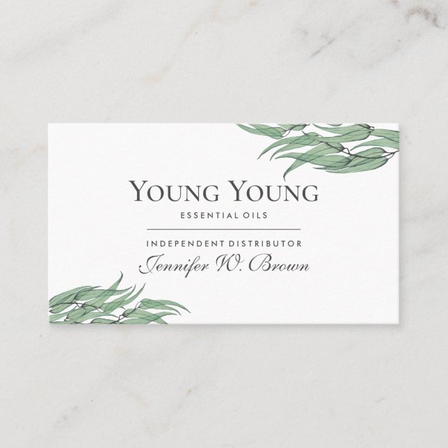 Eucalyptus Flower Distributor Essential Oils Business Card (Front)
