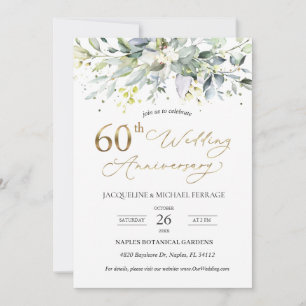 Eucalyptus foliage 60th Wedding Anniversary Invitation