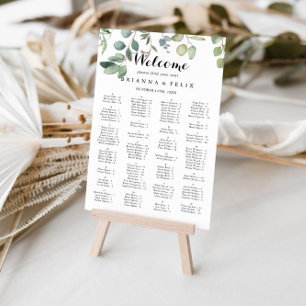 Eucalyptus Foliage Alphabetical Seating Chart