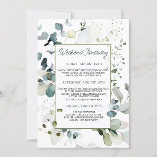 Eucalyptus Foliage Bachelorette Weekend Itinerary Invitation