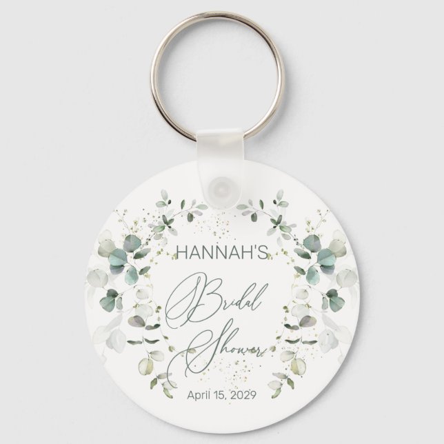 Eucalyptus Foliage Bridal Shower Photo Keychain (Front)