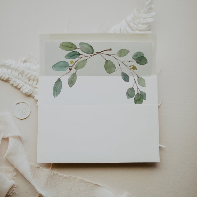 Eucalyptus Foliage Calligraphy Wedding Invitation Envelope (Creator Uploaded)