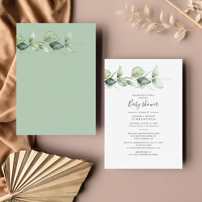 Eucalyptus Foliage Couples Baby Shower Invitation (Eucalyptus Greenery Couples Baby Shower Invitation)