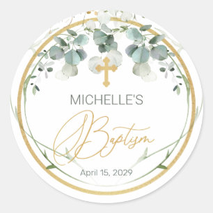 Eucalyptus Foliage Cross Baptism Sticker