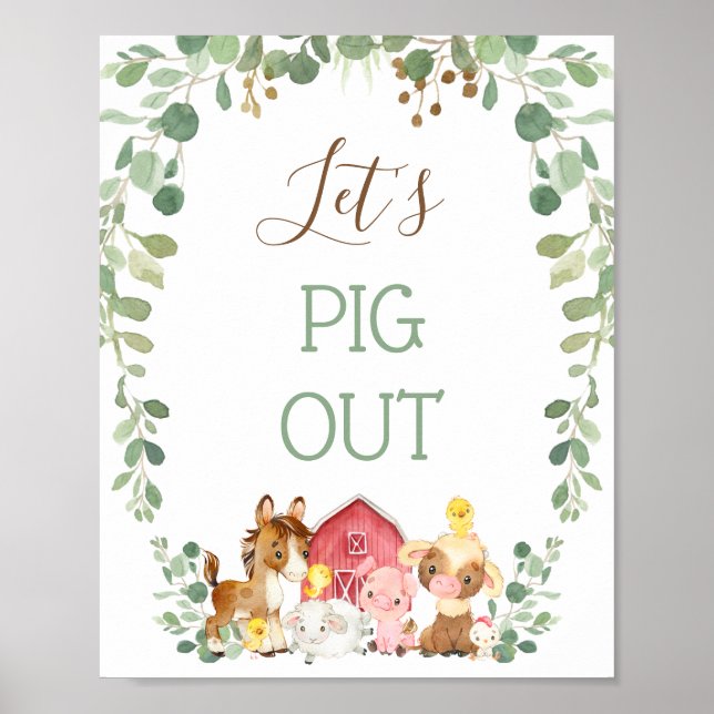Eucalyptus Foliage Farm Birthday Party Sign (Front)