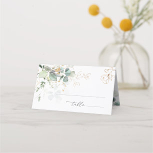 Eucalyptus Foliage Golden Floral Place card