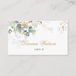 Eucalyptus Foliage Golden Floral Place card