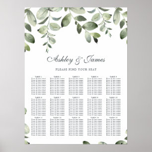 Eucalyptus Foliage Greenery Wedding Seating Chart