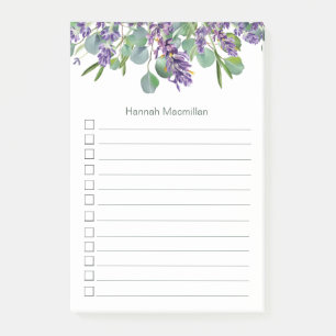 Eucalyptus Foliage Lavender Flowers   To Do List  Post-it Notes