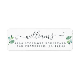 Eucalyptus Foliage Nom Adresse de retour Label