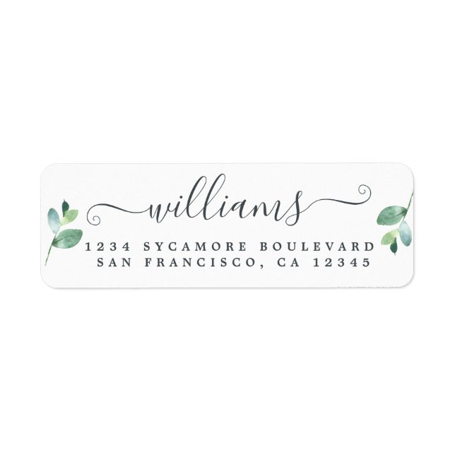 Eucalyptus Foliage Nom Adresse de retour Label (Devant)