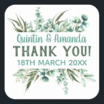 Eucalyptus Foliage Party Favour Square Sticker<br><div class="desc">This eucalyptus foliage sticker label is to place on your wedding and party favour gifts such as pots of lip balm and onto soy candle lids to say "thank you" to your guests for attending and celebrating your special day.</div>