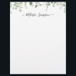 eucalyptus foliage personalized name letterhead<br><div class="desc">A greenery design with green eucalyptus leaves drop and personalized name text.</div>