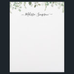 eucalyptus foliage personalized name letterhead<br><div class="desc">A greenery design with green eucalyptus leaves drop and personalized name text.</div>