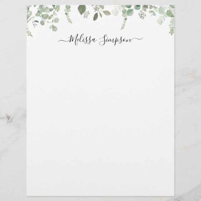 eucalyptus foliage personalized name letterhead (Front)