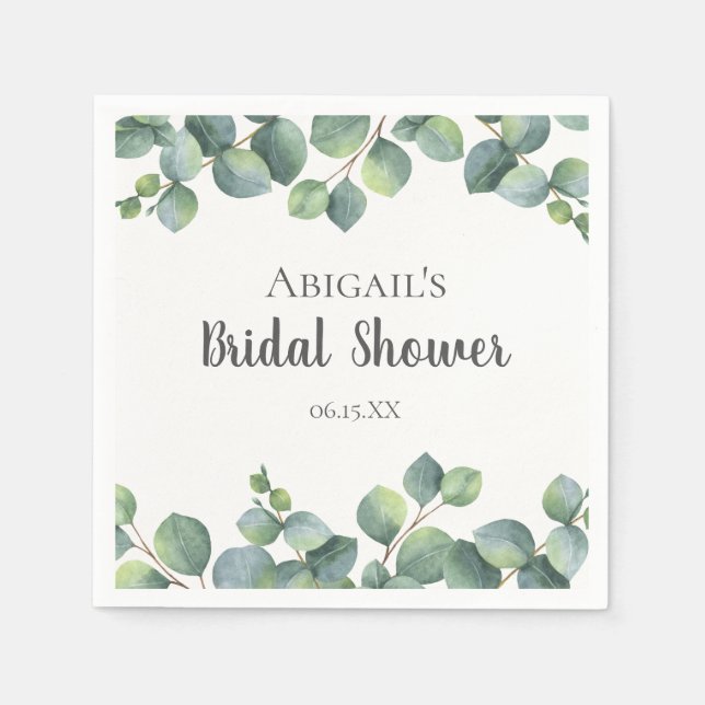 Eucalyptus Foliage Personalized Napkin (Front)
