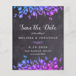 Eucalyptus Foliage Slate QR Code Save The Date Inv