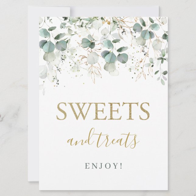 Eucalyptus Foliage Sweets & Treats Sign Invitation (Front)