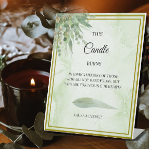 Eucalyptus Foliage This Candle Burns, In Memory Pedestal Sign