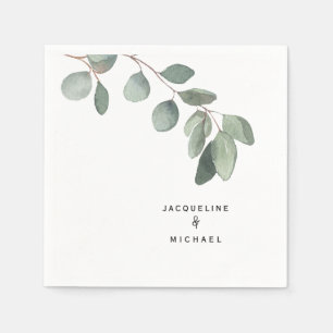 Eucalyptus Foliage Wedding Modern Cocktail Napkins