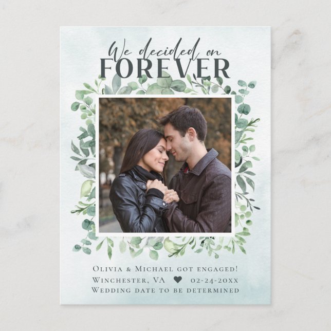 Eucalyptus Forever Photo Engagement Postcard (Front)