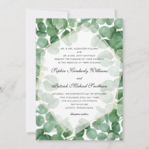 Eucalyptus formal all parents hosting wedding invitation