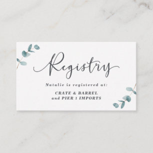 Eucalyptus Framed Bridal Shower Gift Registry Enclosure Card