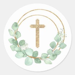 Eucalyptus Frist Communion Classic Round Sticker