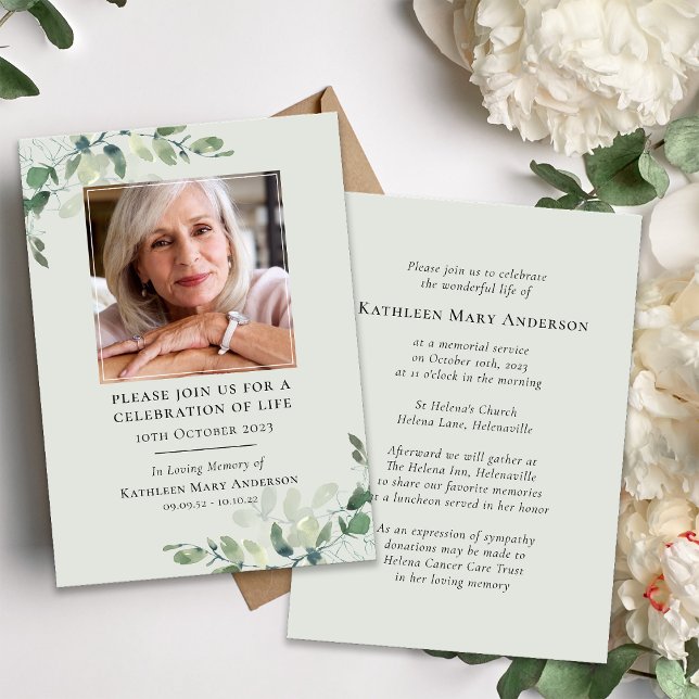 Eucalyptus Funeral Memorial Celebration of Life Invitation (Creator Uploaded)