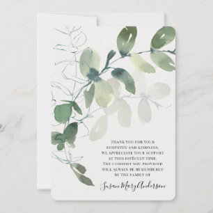 Eucalyptus Funeral Memorial Thank You Card
