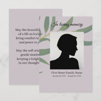 Eucalyptus funeral prayer card