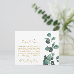 Eucalyptus   Funeral Thank You Card Bereavement 