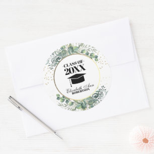 Eucalyptus Garden Glittery Graduation Party Classic Round Sticker