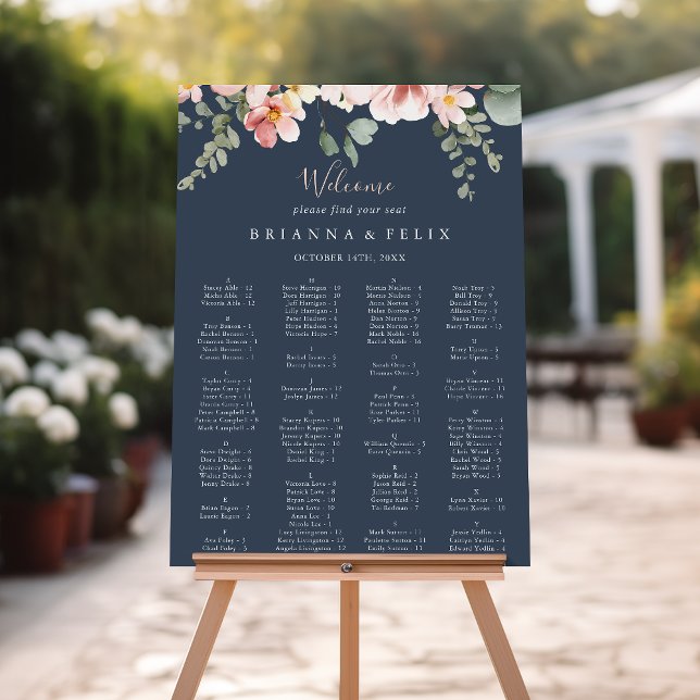 Eucalyptus Garden Rose Alphabetical Seating Chart (Creator Uploaded)