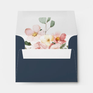 Eucalyptus Garden Rose Floral Self-Addressed RSVP Envelope