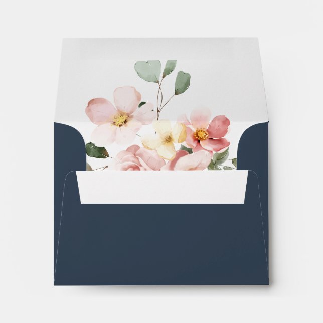 Eucalyptus Garden Rose Floral Self-Addressed RSVP Envelope (Back (Bottom))