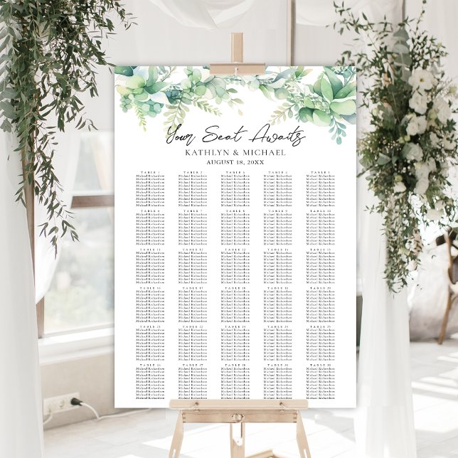 Eucalyptus Garden Wedding 30 Table Seating Charts (Creator Uploaded)
