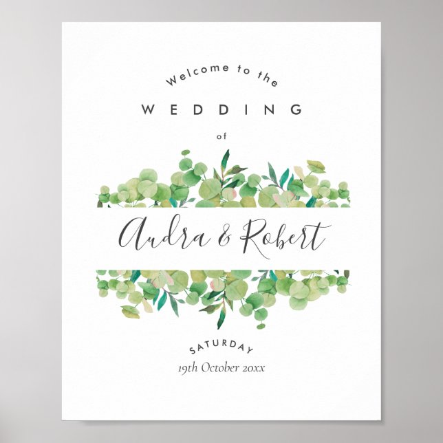 Eucalyptus Garland Affiche de bienvenue Mariage (Devant)