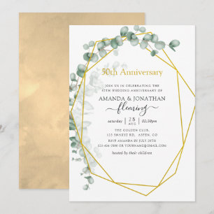 Eucalyptus Geometric 50th Wedding Anniversary Invitation