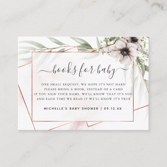 Eucalyptus Geometric Baby Shower Book Request Enclosure Card (Front)
