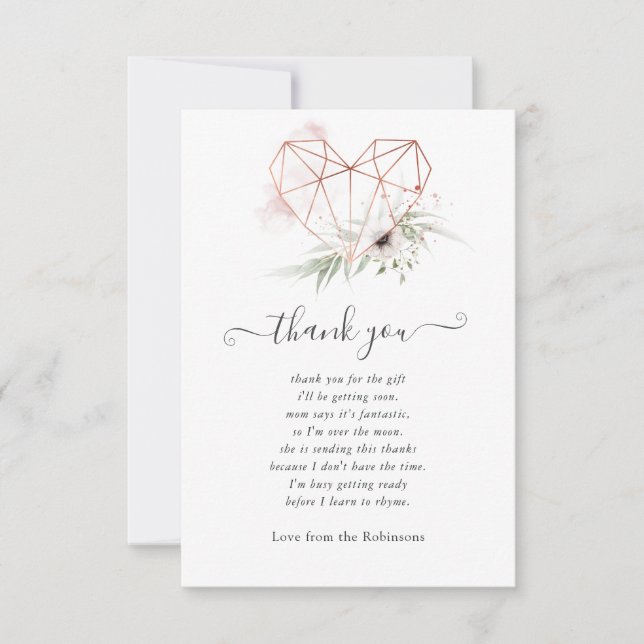 Eucalyptus Geometric Baby Shower Thank You Card (Front)