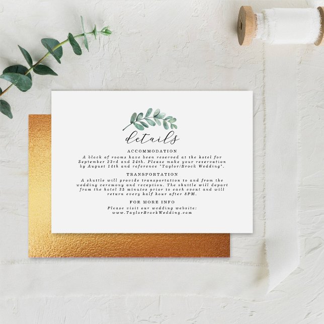 Eucalyptus Geometric Gold Foil Wedding Enclosure Card (Creator Uploaded)