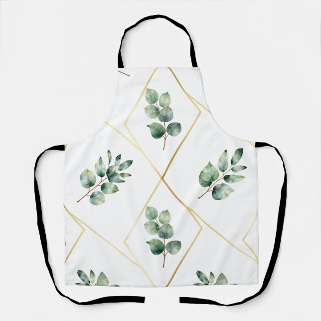 Eucalyptus Geometric Gold Pattern Apron (Front)