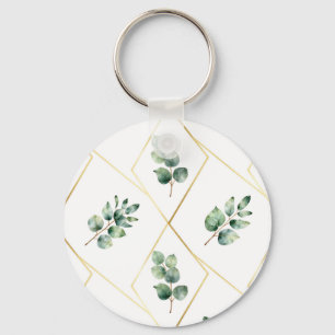 Eucalyptus Geometric Gold Pattern Keychain