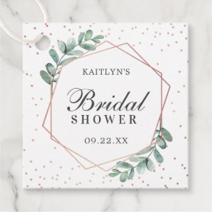 Eucalyptus Geometric Rose Gold Foil Bridal Shower Favour Tags