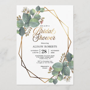 Eucalyptus geometric wedding bridal shower invitation