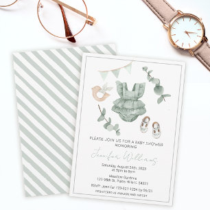 Eucalyptus girl clothes shower invitation