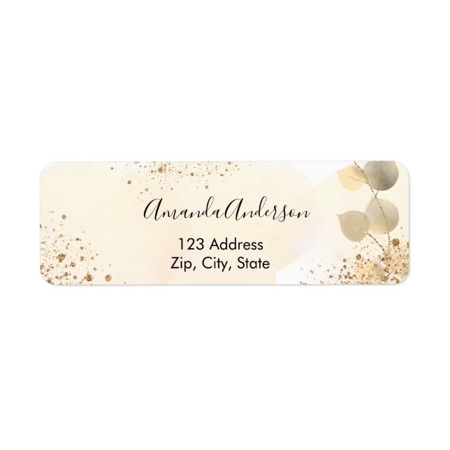 Eucalyptus glitter golden return address (Front)