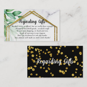 Eucalyptus Glitter Honeymoon Fund instead of Gifts Enclosure Card